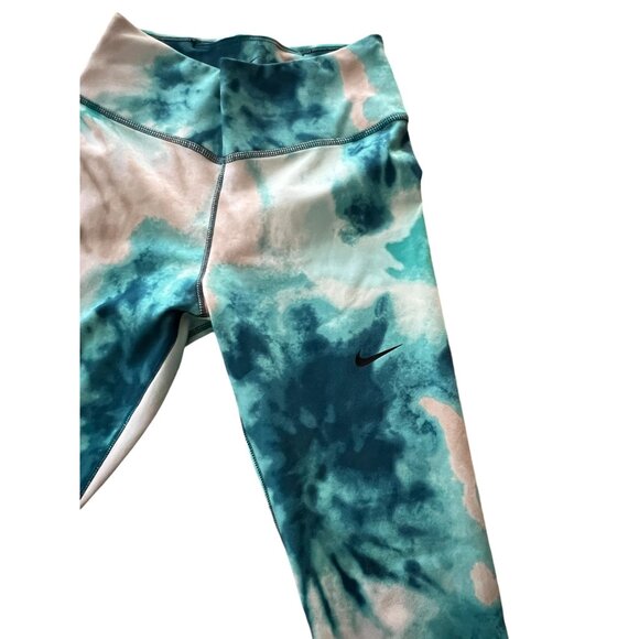 Nike Dri-FIT One 7/8 Mid-Rise Tie-Dye Leggings XS Dew Green Aqua - Picture 5 of 5